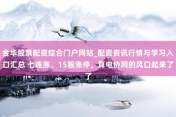 金华股票配资综合门户网站_配资资讯行情与学习入口汇总 七连涨、15股涨停，算电协同的风口起来了