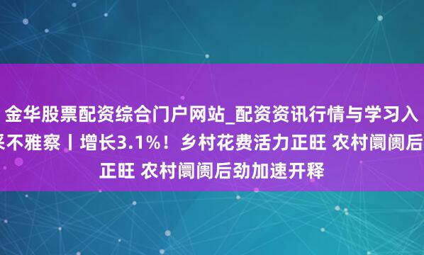 金华股票配资综合门户网站_配资资讯行情与学习入口汇总 晶采不雅察丨增长3.1%！乡村花费活力正旺 农村阛阓后劲加速开释